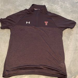 Black with black pattern TT half collar zip up tee shirt. Never worn.